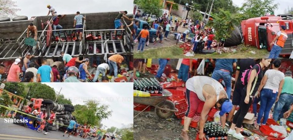 Rapiñan camión de la Coca Cola en el norte de Veracruz.
