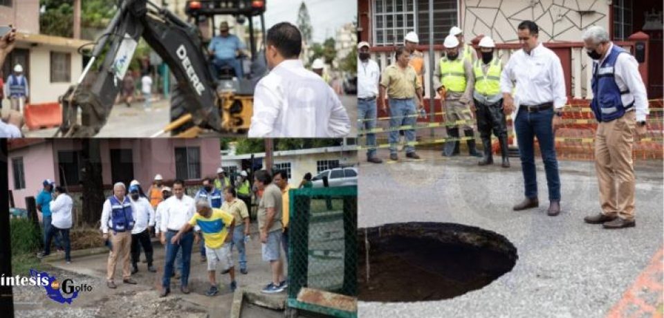 Comapa inicia trabajos de reparación de un socavón en la Tinaco de Ciudad Madero