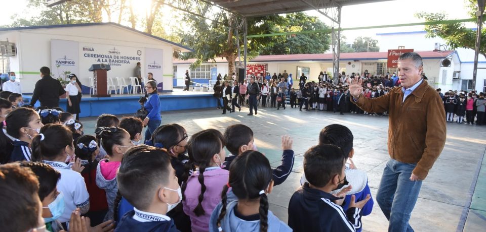 Realiza Gobierno de Tampico ceremonia cívica en la escuela primaria “Himno Nacional”